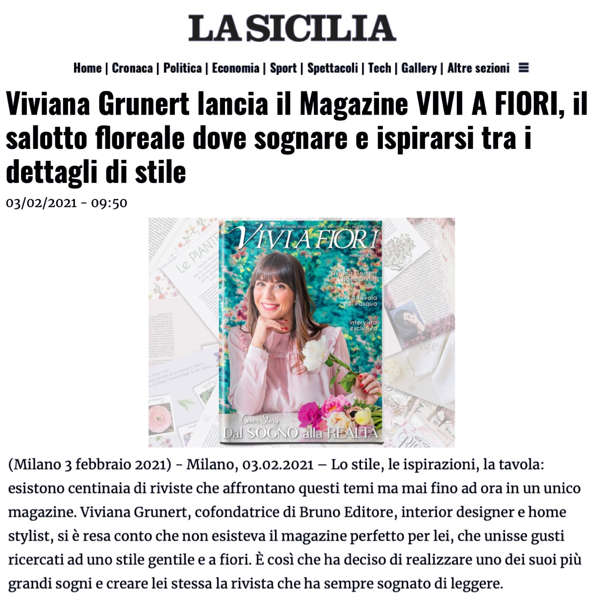 Viviana Grunert su LA SICILIA-03.02.2021